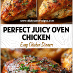 Close-up of roasted chicken breast seasoned with herbs baking in the oven for a juicy rotisserie finish